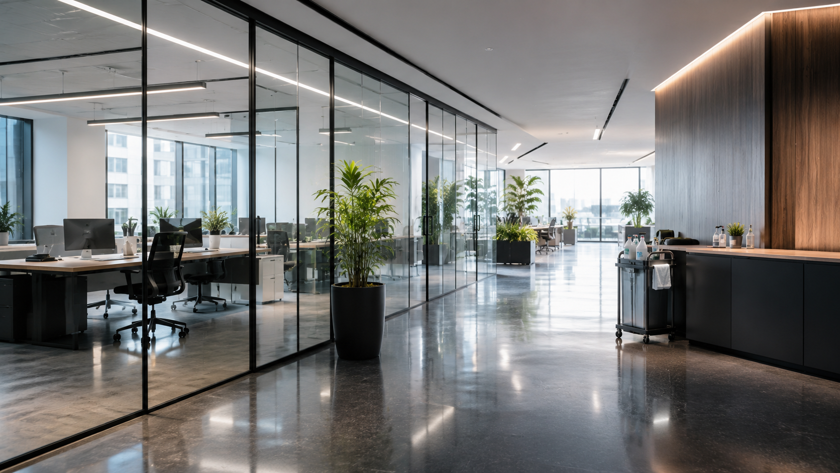 Büro- und Gewerbereinigung in einem modernen Objekt