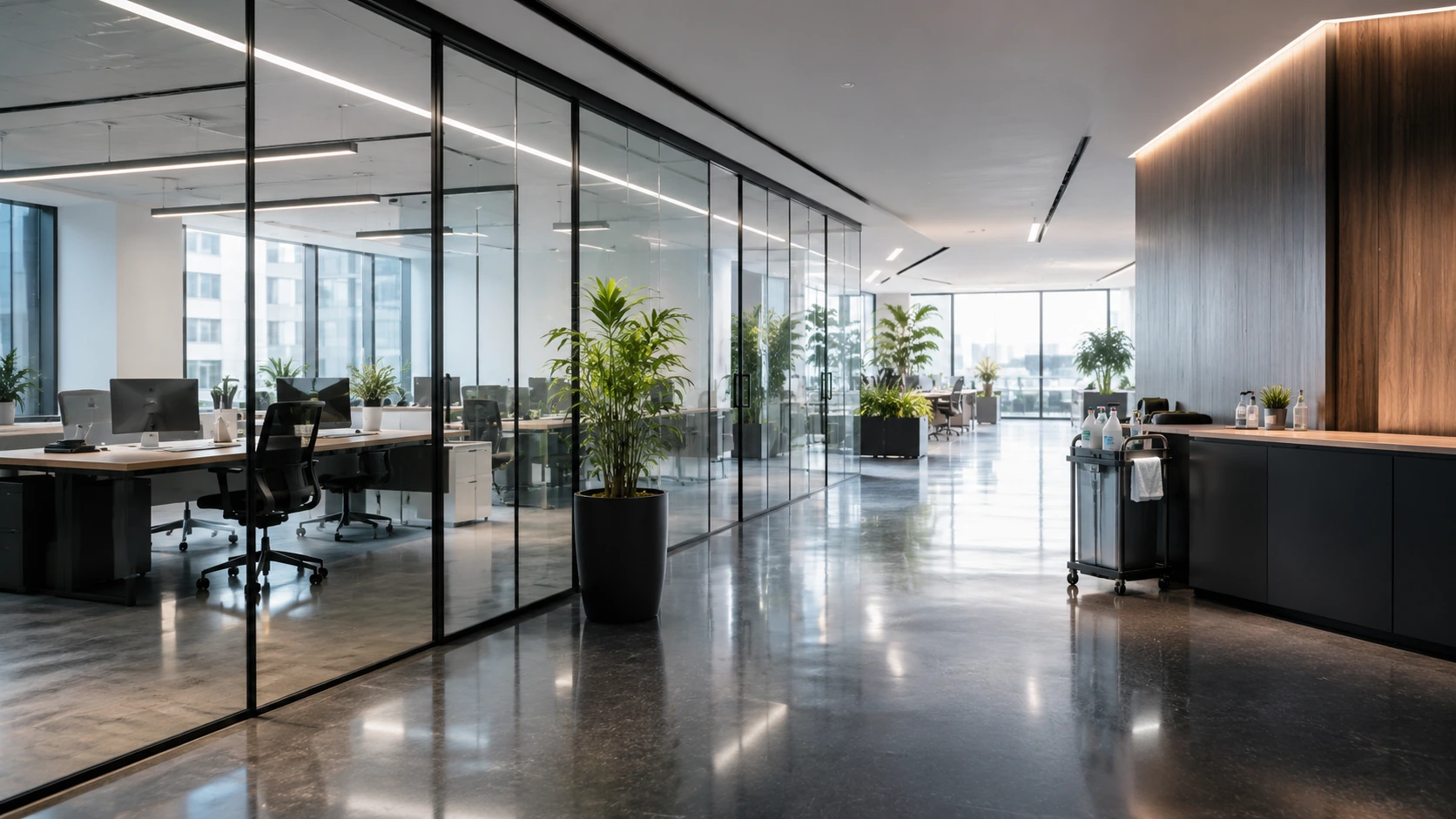 Büro- und Gewerbereinigung in einem modernen Objekt