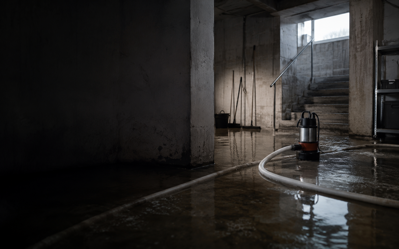 Abpumparbeiten nach Wasserschaden im Keller, Technikraum oder Nebenbereich als ergänzender ToPa Service